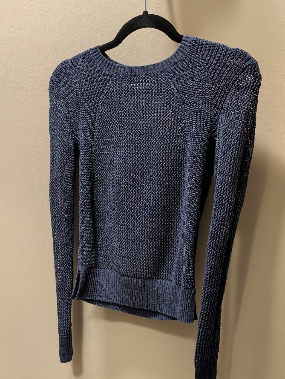 Athleta XXS Blue Textured Crewneck Sweater